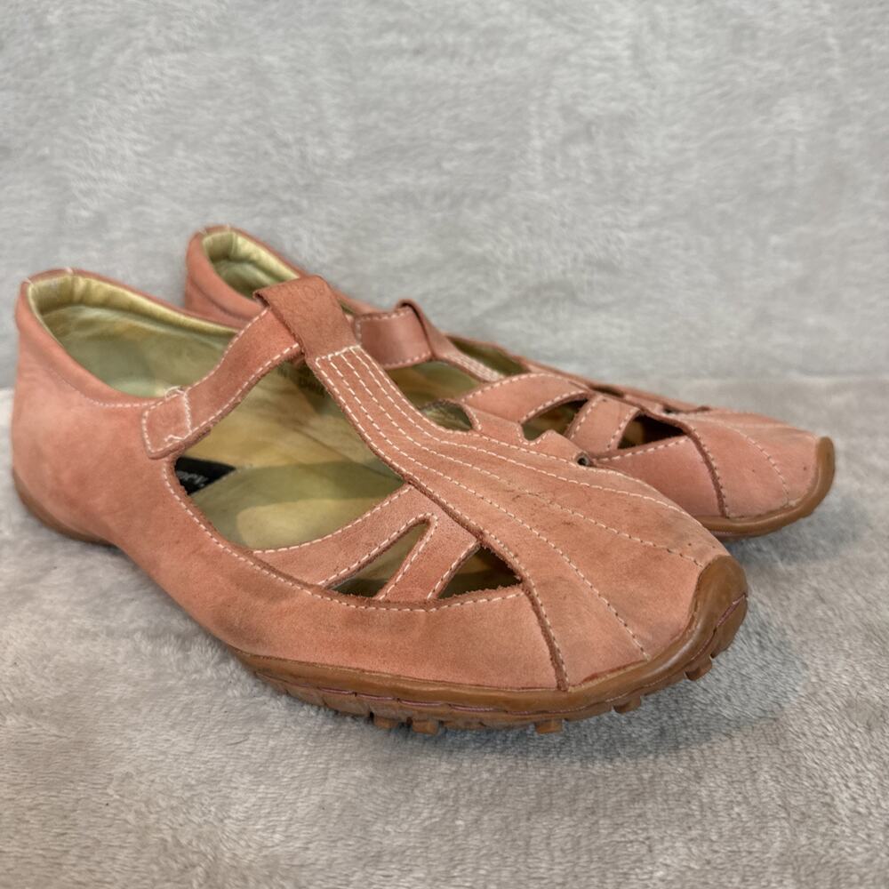 Bernie Mev Shoes Womens 9 40 Point Pink Slip On Casual Flats Leather T Strap